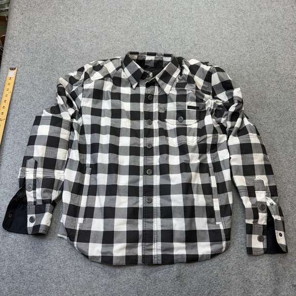 Street & Steel Moto Shirt Flannel M Jacket Mens Black White Plaid Vault Armored
